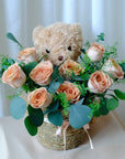 Bella - Cappuccino Roses in Teddy Bear Holder