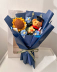 [1 day in advance] Graduation Bear & Crochet Sunflower Bouquet (Yellow & White)