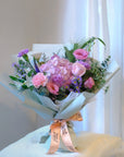 Enchanted Bouquet/Vase - Pink hydrangea with lilacs and pastel pinks