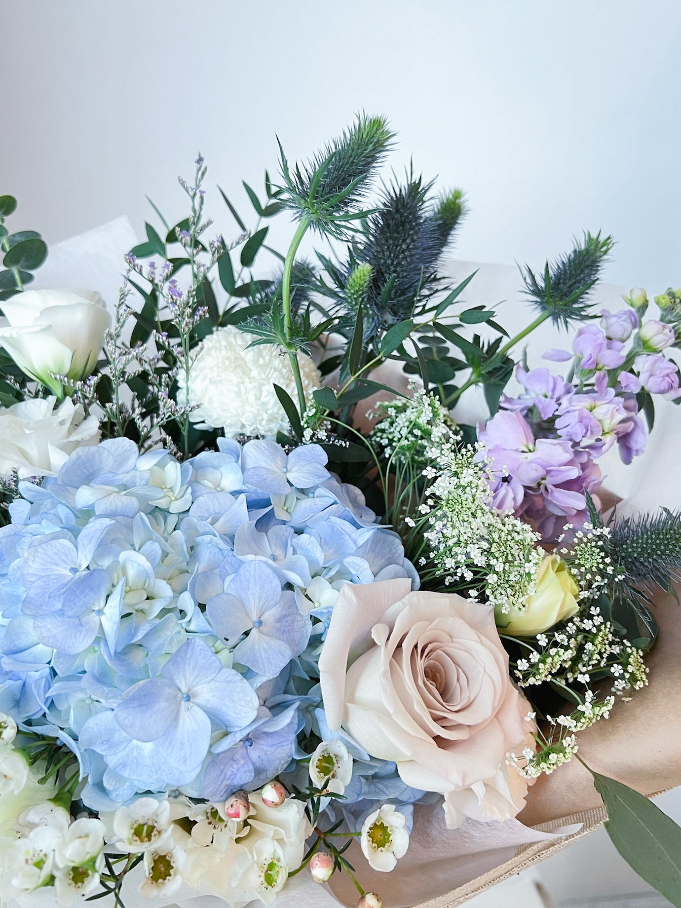 Serene in a Vase - Blue, Lilacs and White