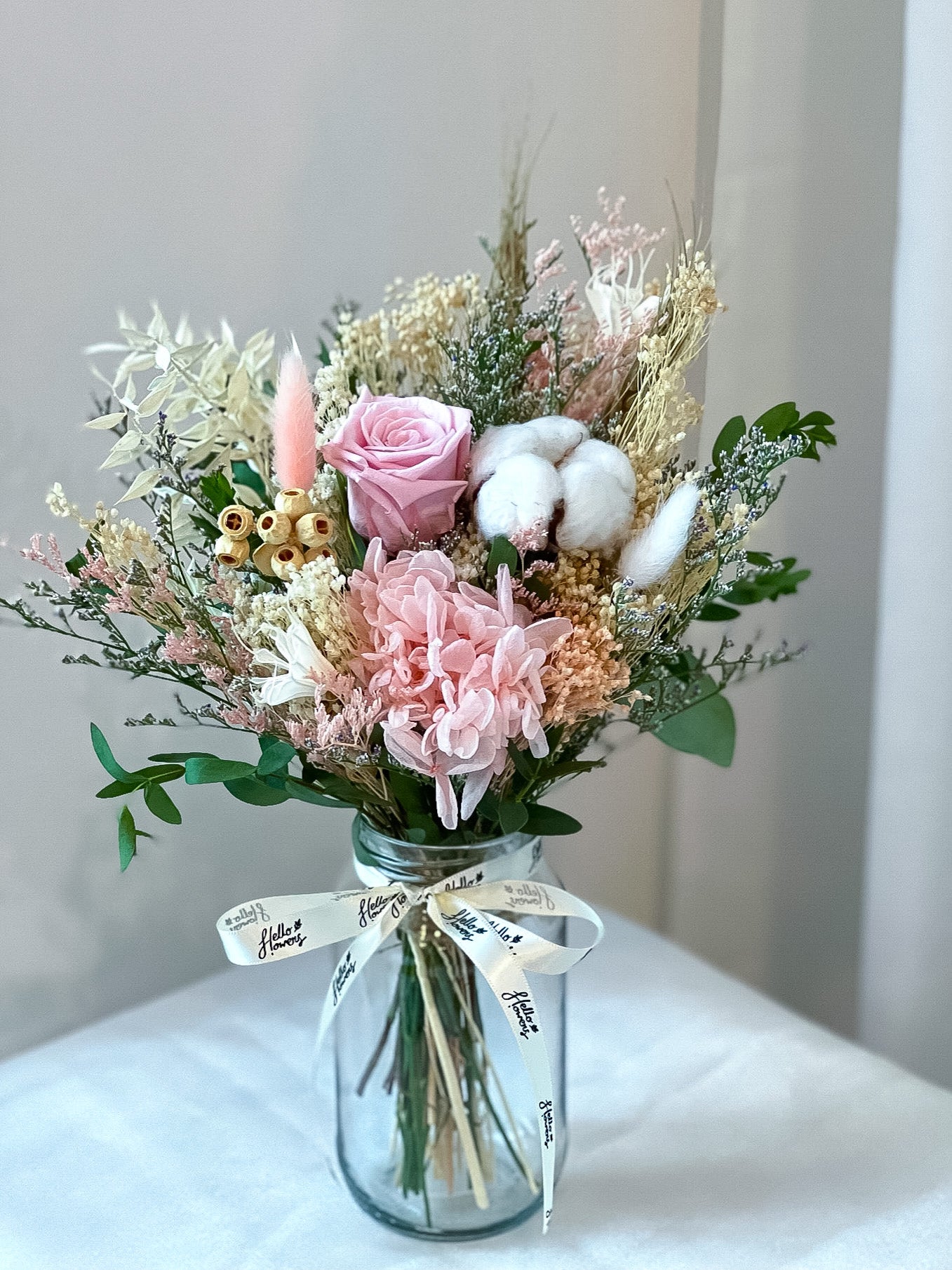 Willow - Pink Dried &amp; Preserved Flower in a Jar