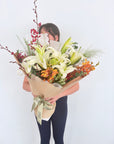 Iris - White Lilies & Orchids Bouquet