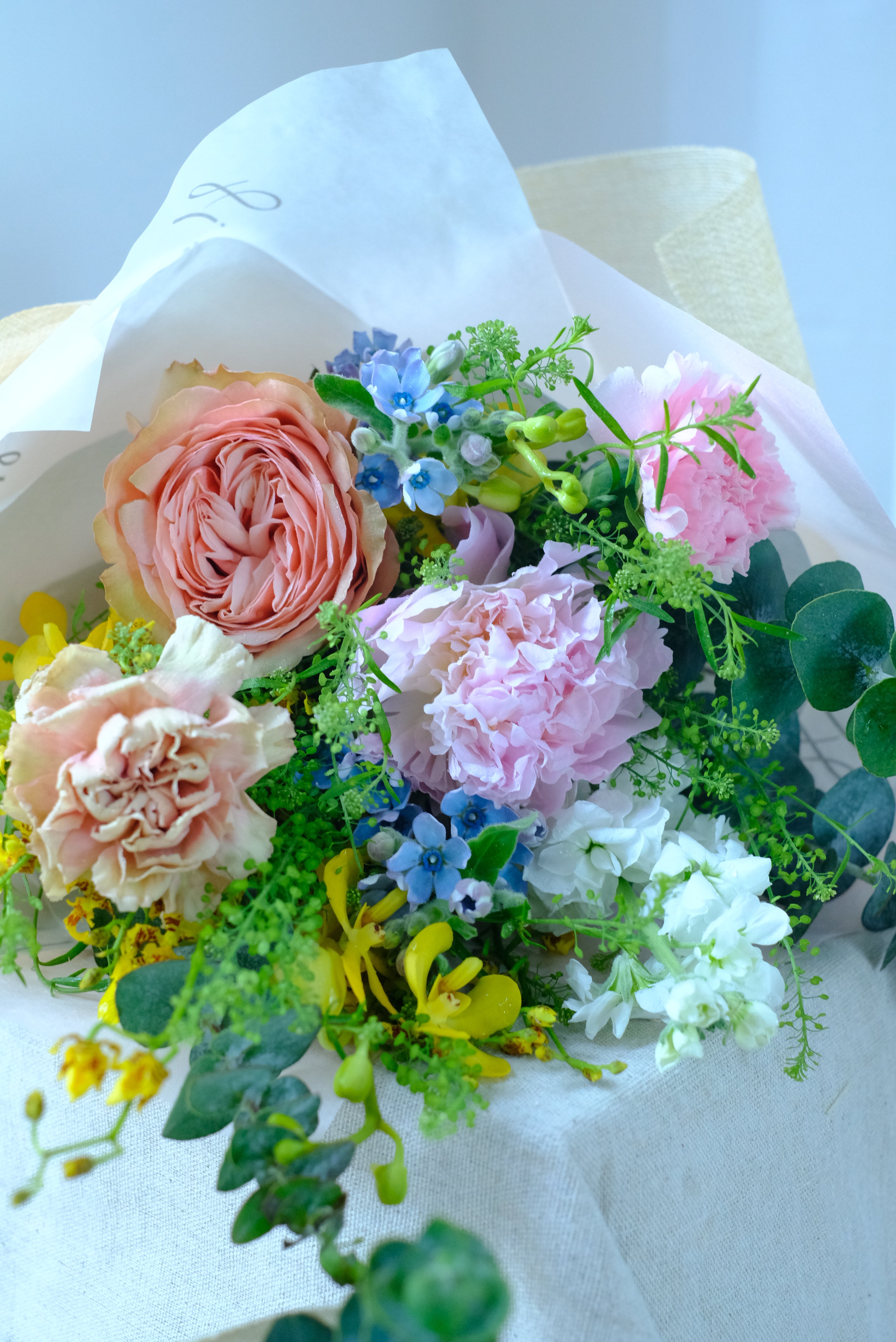 Mother&#39;s Day 24 | Amber - Peony/Ranunculus Peach, Pink and Yellow Bouquet