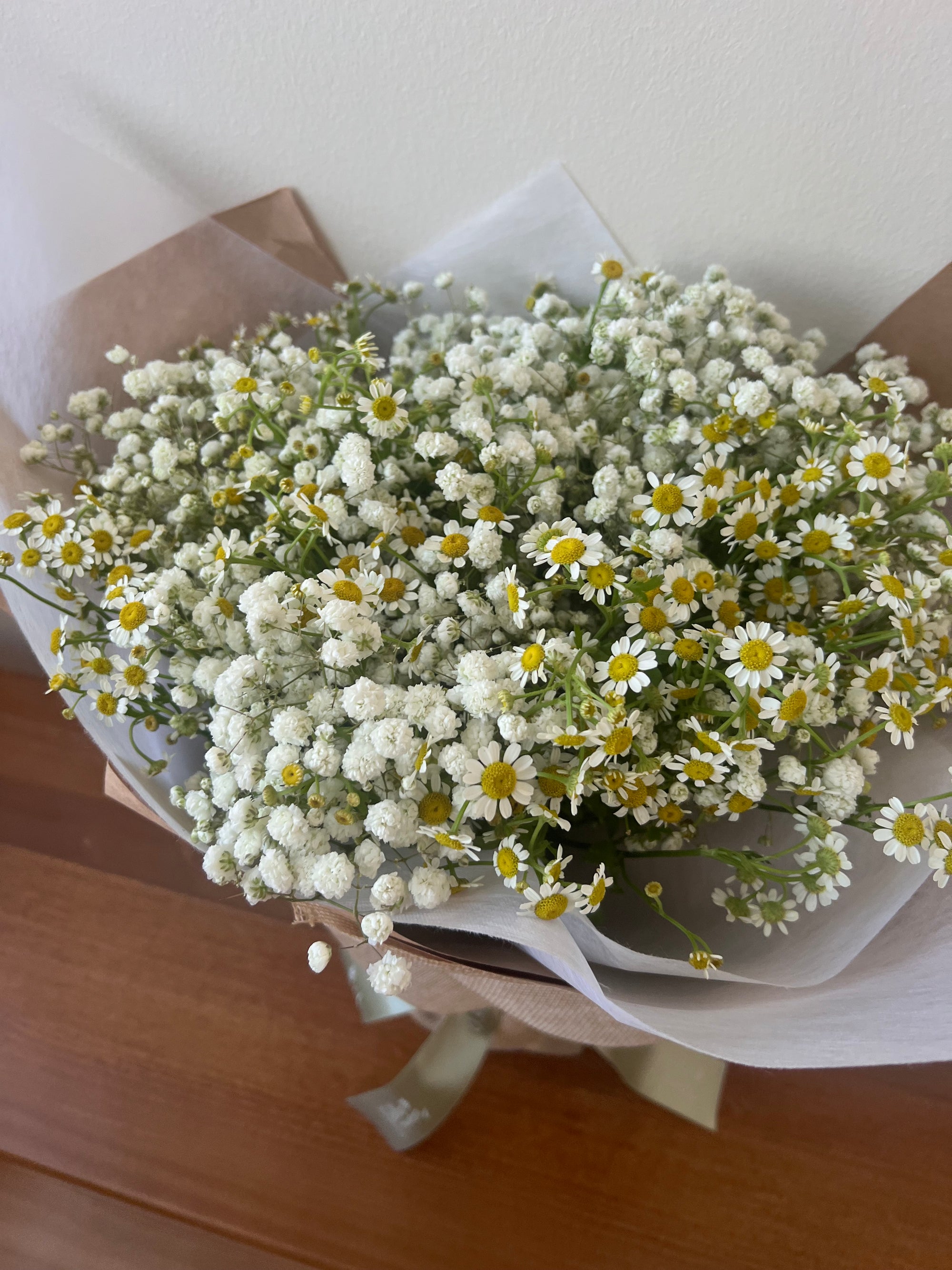 Cate - Baby's Breath & Tanacetum Bouquet