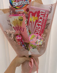 Sweet Treats Snacks Bouquet with Japanese and international snacks and dried florals