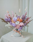 Primrose - Purple Dried and Preserved Flowers in a Silver box