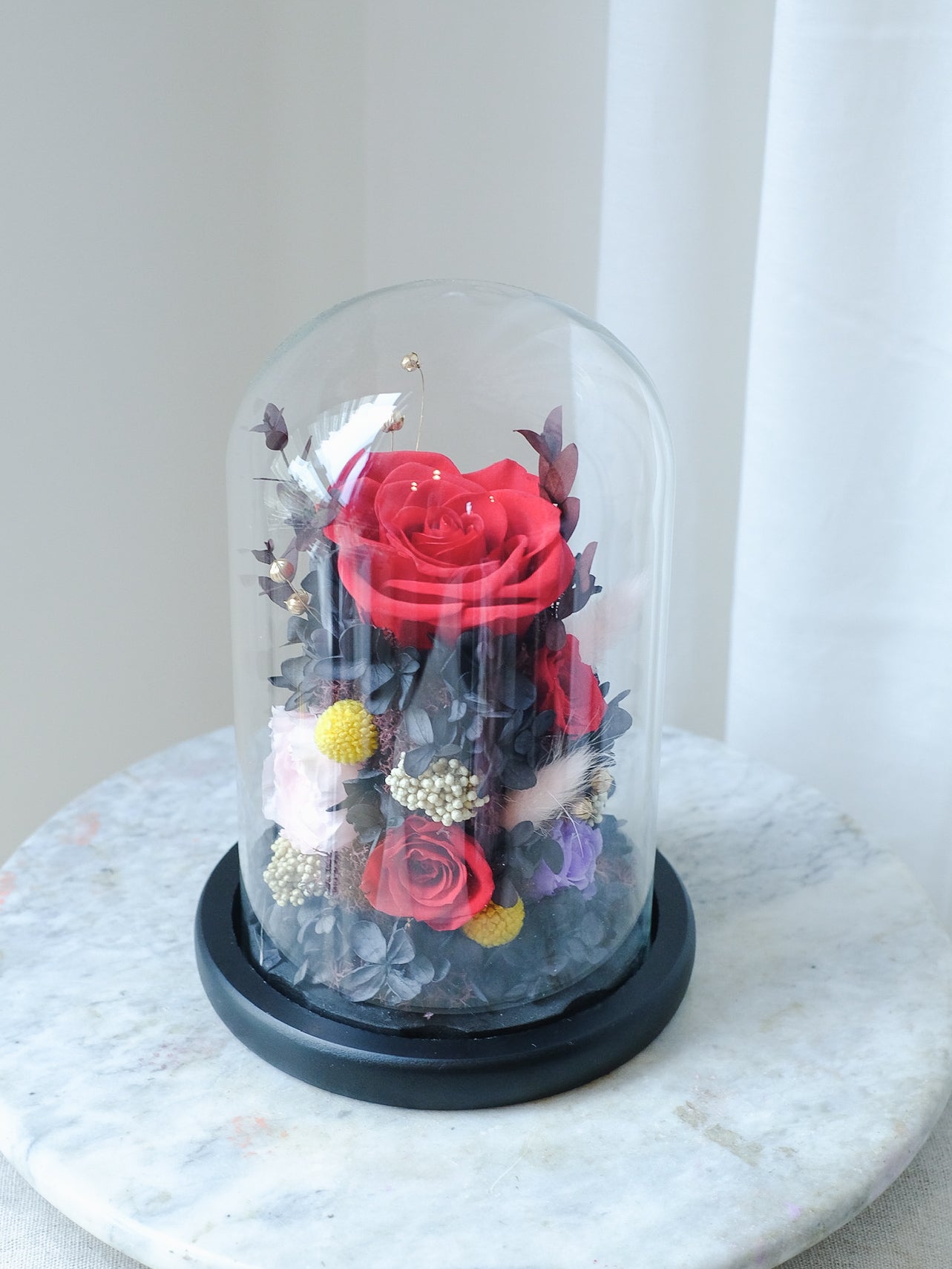 Preserved Flower Dome (Pink &amp; Red)