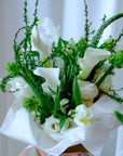 Lara - Calla Lilies & White Tulips Bouquet in a Paper Cone Holder
