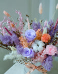 Primrose - Purple Dried and Preserved Flowers in a Silver box