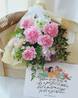 Mother's Day 24 | Hello Flowers! X Kristen Kiong Bundle - Carnation Bouquet with Great Mom Poster
