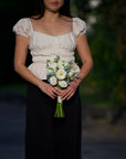 White Calla, Germini and Blue Bridal Bouquet (Fresh Flower) - Petite and Frontal-Facing