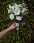 White Calla, Germini and Blue Bridal Bouquet (Fresh Flower) - Petite and Frontal-Facing