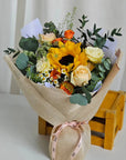 Valentine's flower bouquet with sunflower
