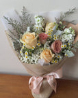 Apricot Daydream - Champagne and Cappuccino Rose Bouquet