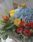 Elena - Blue hydrangea with yellow and orange tones