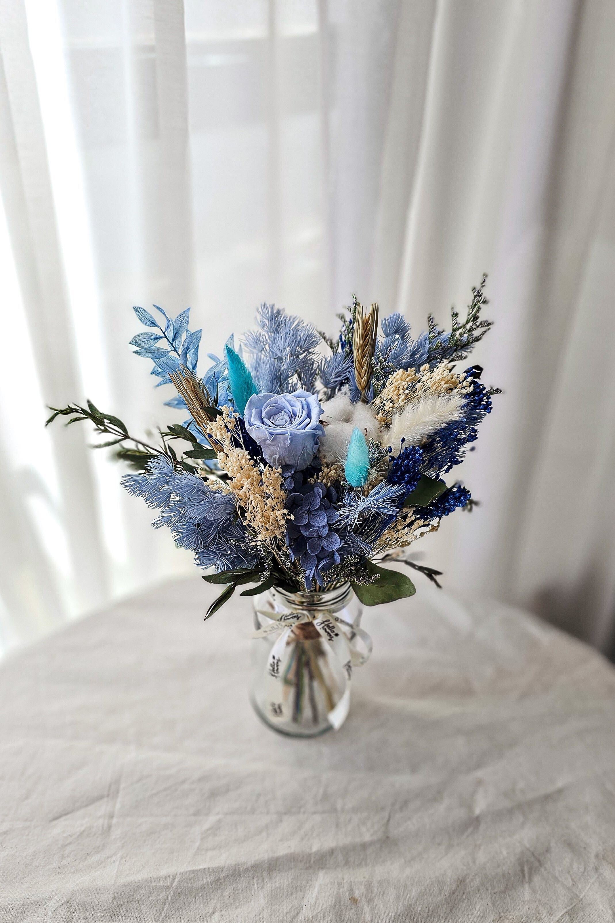 Blue dried flowers discount