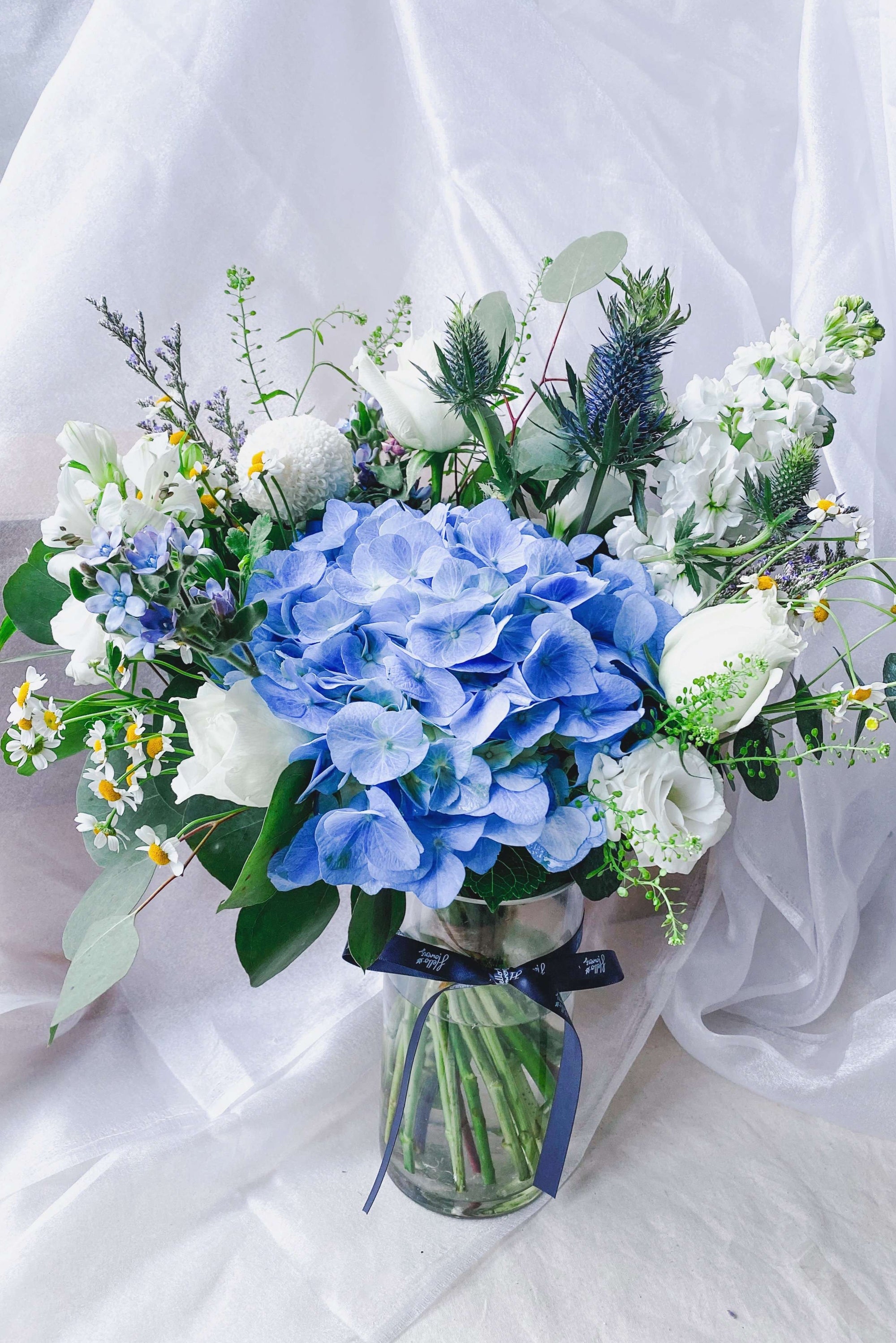 Serene in a Vase - Blue, Lilacs and White--hello flowers!