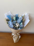 Audrey preserved bouquet with blue roses, dried cotton flower and hydrangea