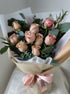 Charlotte cappuccino rose bouquet with eucalyptus hand-tied