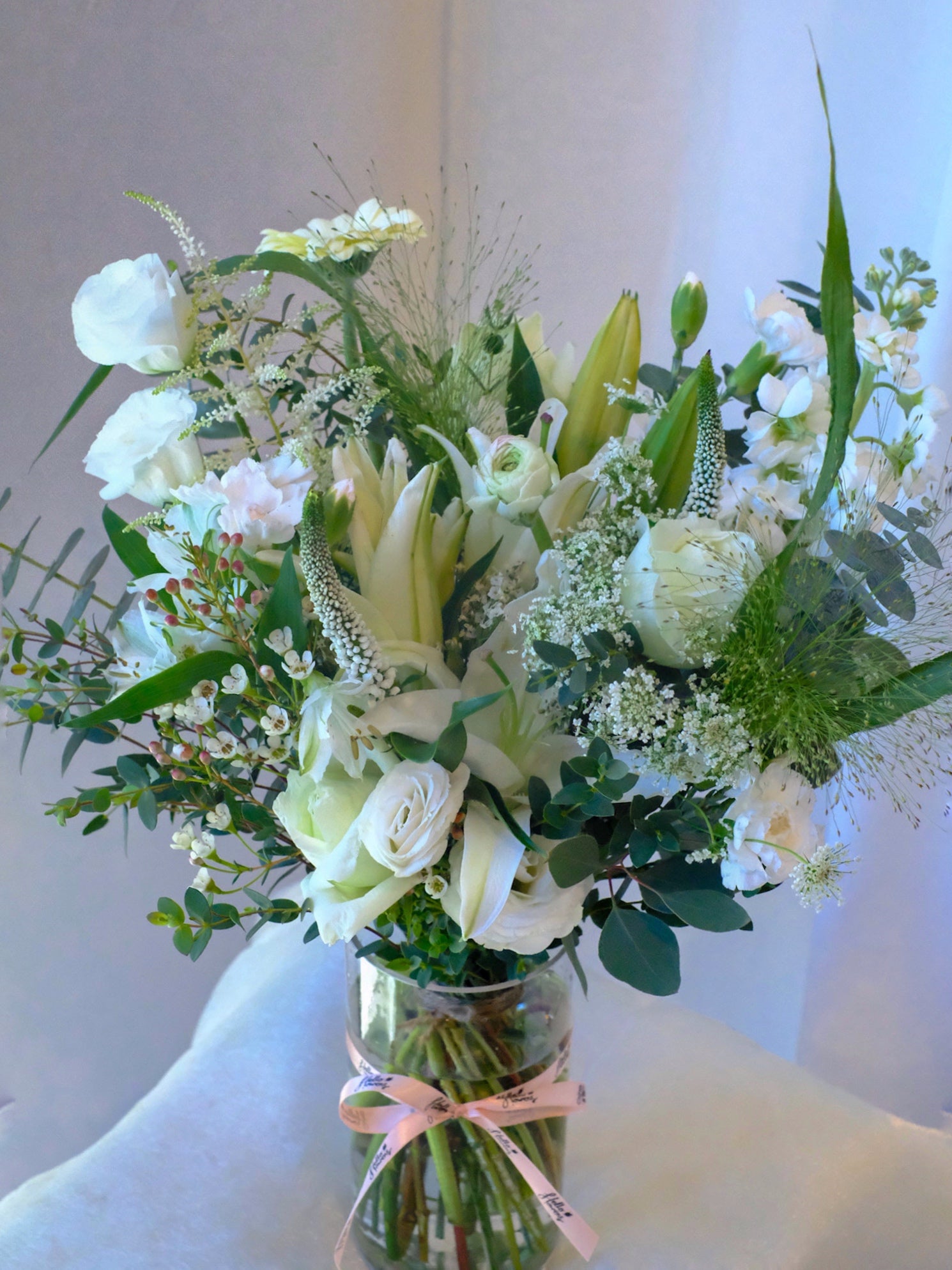 Laura in a Vase – White Lily Arrangement – Hello Flowers! Singapore