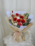 Rei red preserved rose bouquet with dried flower textures