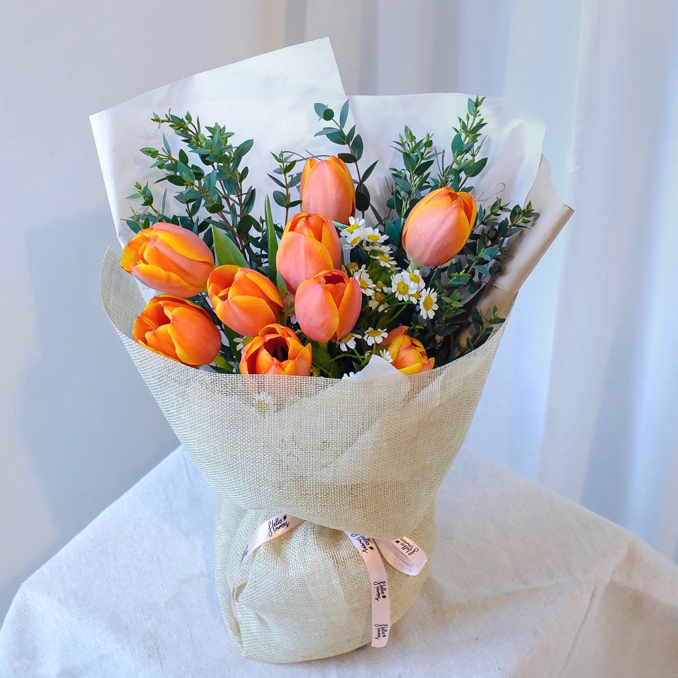 Thea - Tulips and Tanacetum Daisy Bouquet