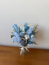 Audrey Jar — blue preserved roses, dried cotton flower and hydrangea in a glass jar