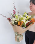 Iris - White Lilies & Orchids Bouquet