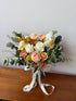 Garden Embrace fresh flower frontal-facing bridal bouquet in garden tones