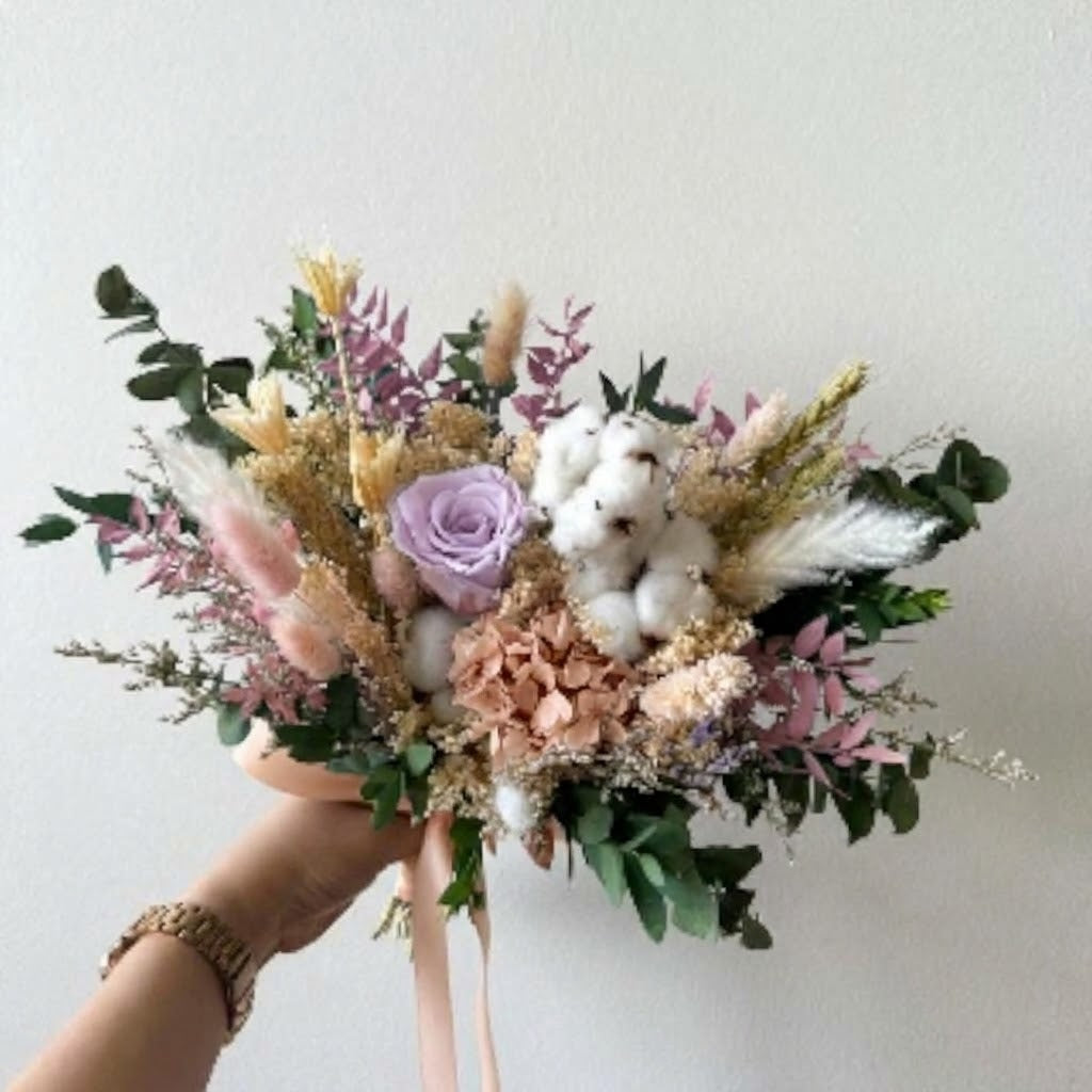 Lavender &amp; Cotton Preserved Bridal Bouquet