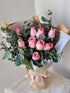 Roxanne rose bouquet with 6, 9 or 12 stalks in a classic hand-tied wrap