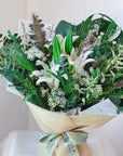 [2 days Advanced Order] Leah - White Lilies and Greens Bouquet