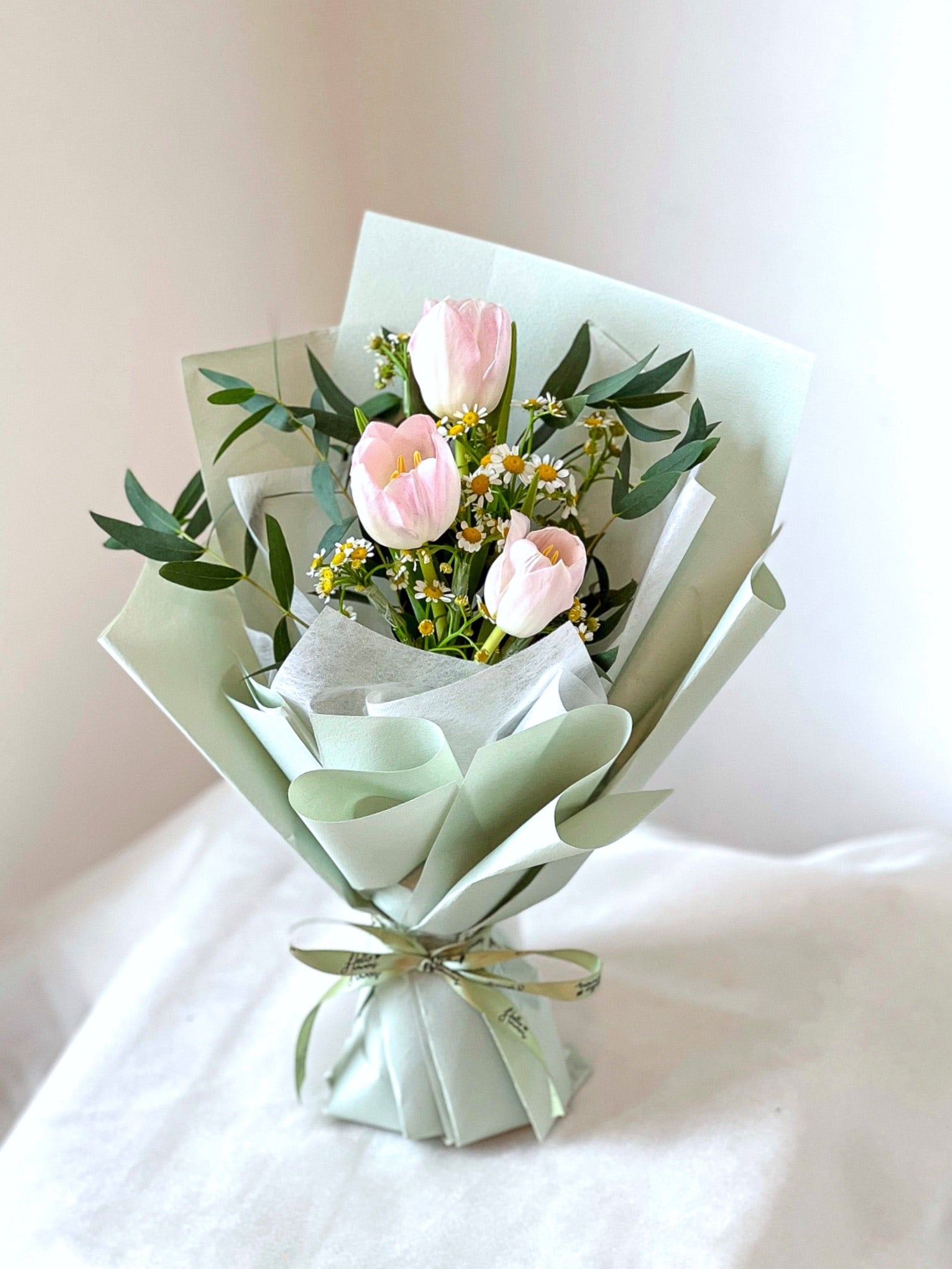 Thea - Tulips and Tanacetum Daisy Bouquet