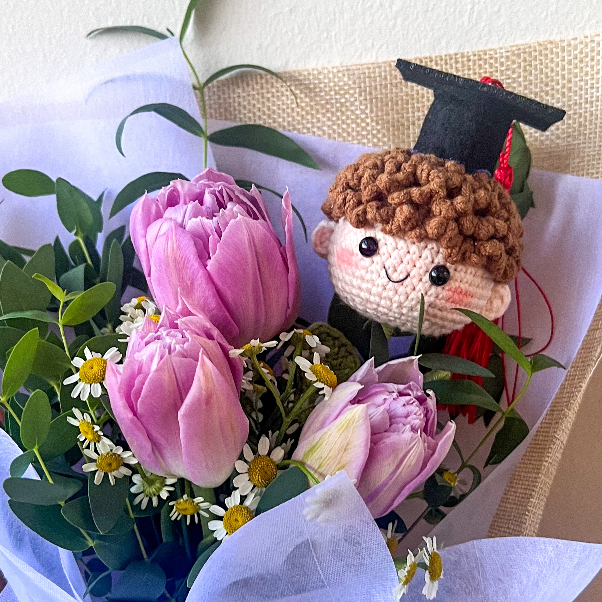 Add-Ons: Crochet Graduation Boy Bouquet Topper