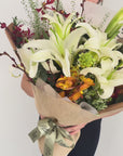 Iris - White Lilies & Orchids Bouquet