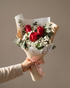 red rose babys breath eucalyptus bouquet
