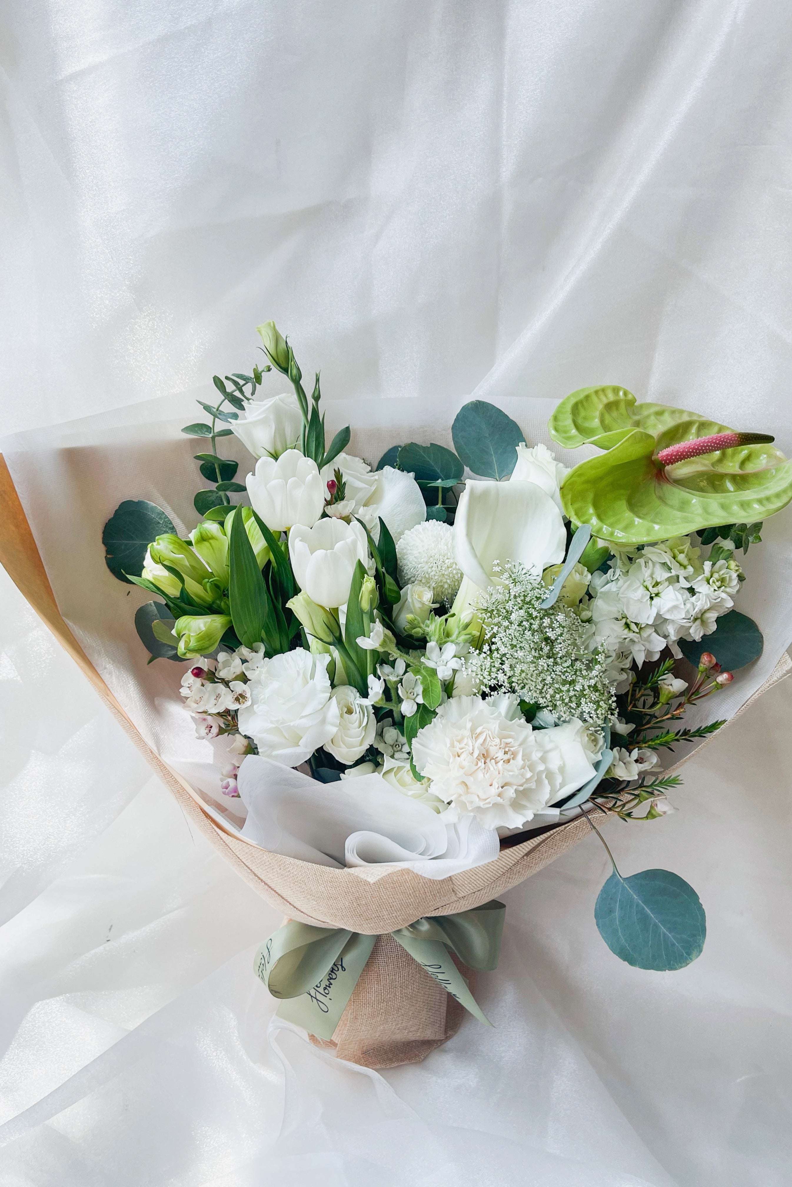 Angelina - White and Green Bouquet