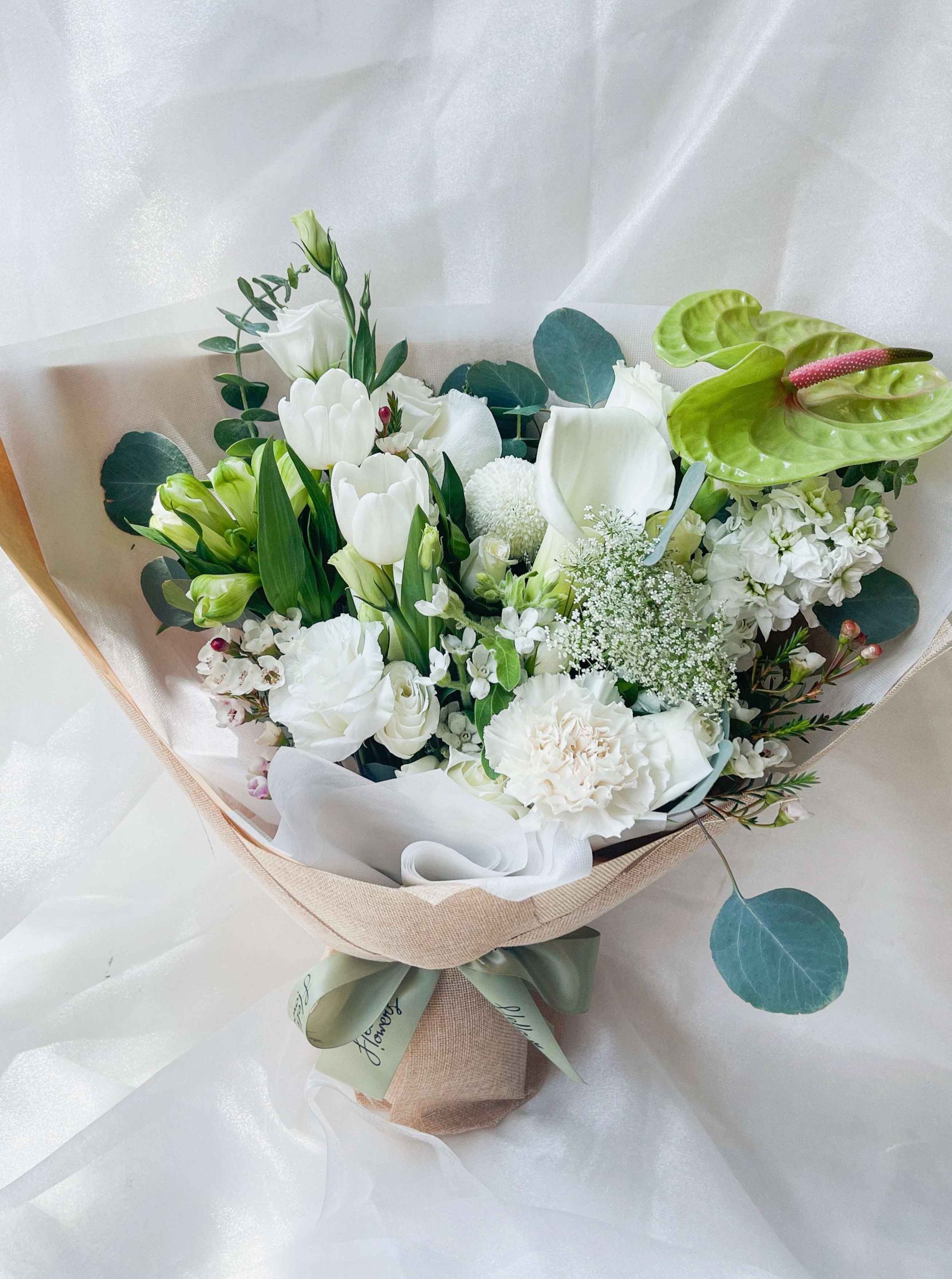 Angelina - White and Green Bouquet