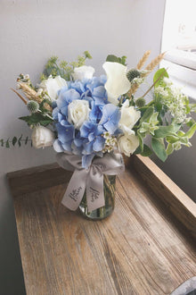 Serene in a Vase - Blue, Lilacs and White--hello flowers!