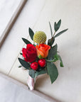 Juliet Roses in Red Orange Peach Theme - Fresh Bridal-Style Bouquet